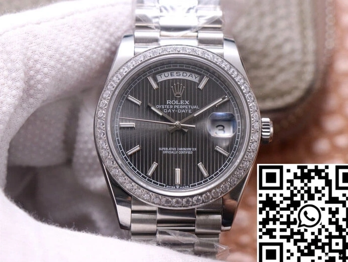 White Dial Day-Date Grey M228349RBR-0008 Factory Gold Rolex EW 0509
